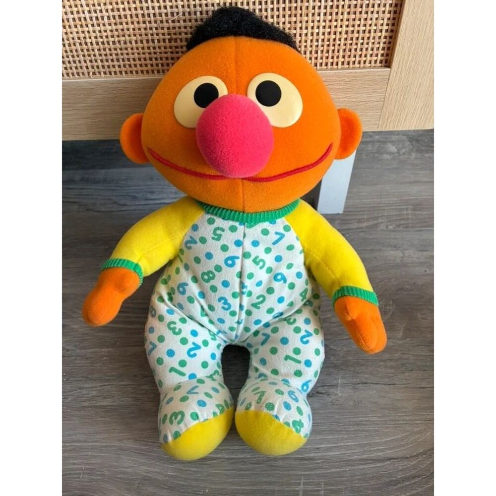 Vintage 12” Baby Ernie Doll In Pajamas Playskool Sesame Street PJs plush